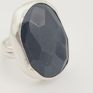 BLACK ONYX STATEMENT RING HANDMADE IN STERLING SILVER SZ 7.5